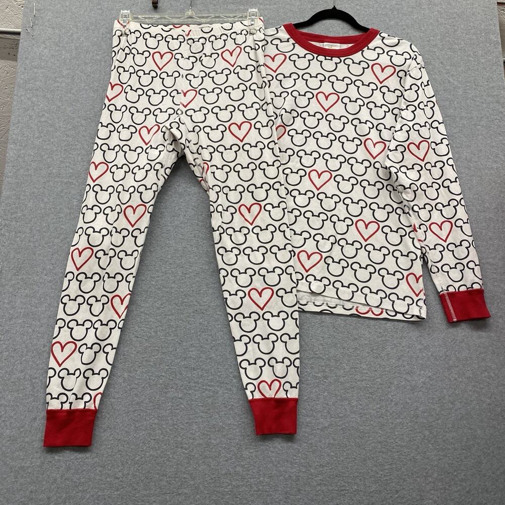 Disney Hanna Andersson Mickey Mouse Hidden Hearts Pajama Set Adult L Cotton